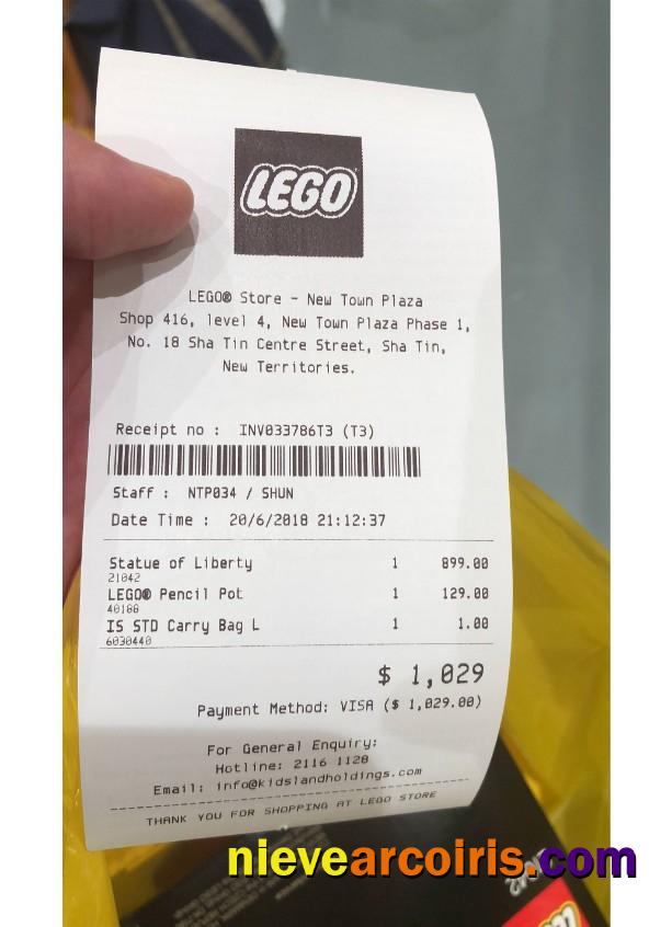 Lego store payment receipt